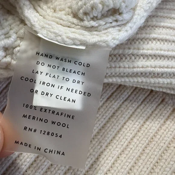 Ayr Le Square oversized Merino Wool sweater ivory snow size S small cable knit - Picture 10 of 12